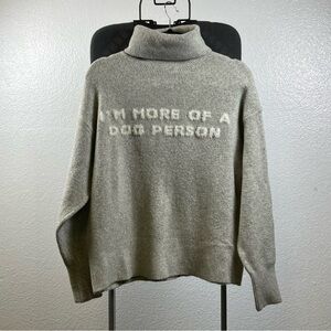 The Cuddle Collab Gray “I’m More of a Dog Person” Turtleneck Sweater Size S